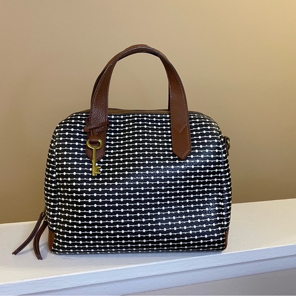 Fossil Handbags - Fossil Rachel Satchel Handbag, Black Dot